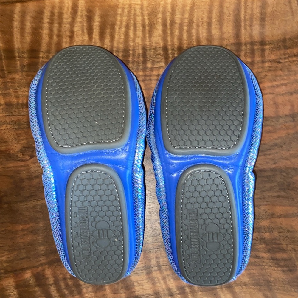Brand New Leather Folding Ballet Flats Rainbow Shimmer Packable Shoes Like Tieks - Picture 2 of 15